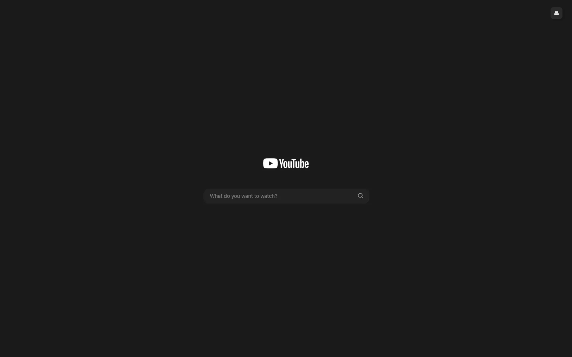YouTube homepage with Toobie in Focus mode, reduced to a logo and a single search box